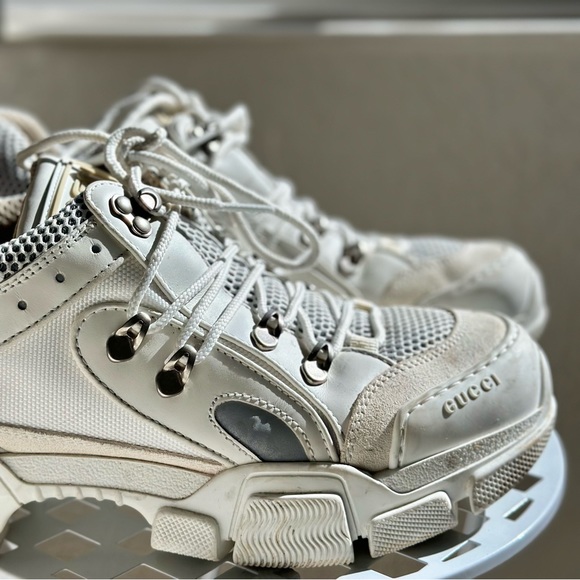 Gucci White Leather Reflective Chunky Sneakers Lug Sole 8.5 - Picture 3 of 7